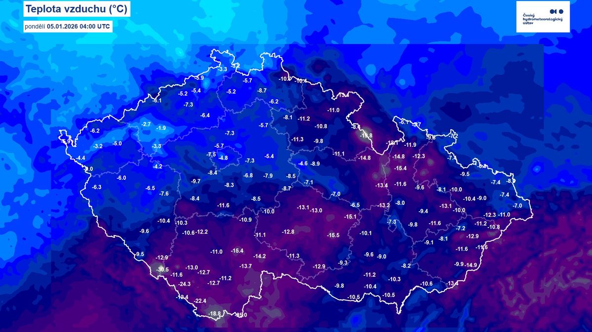 Na Šumavě ráno bylo minus 30 stupňů